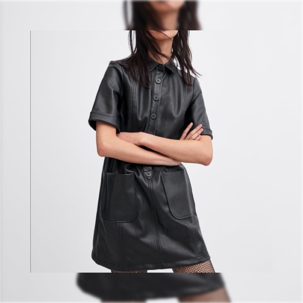 Faux leather mini Zara TRF dress